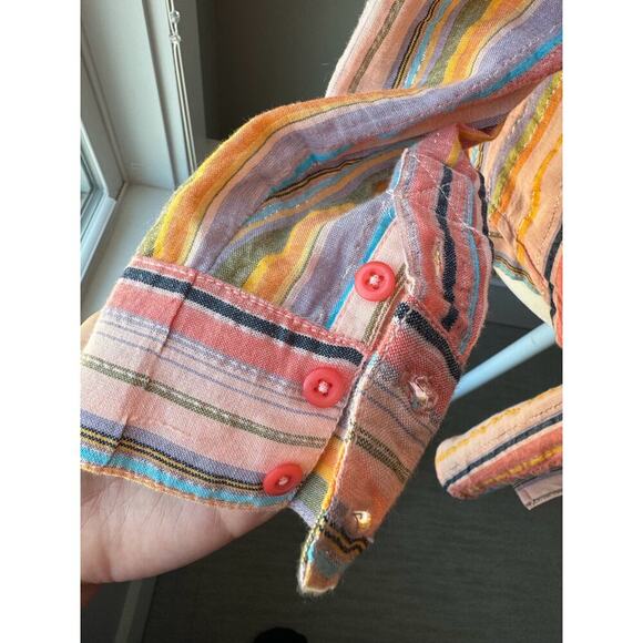 Pilcro By Anthropologie Oversized Vibrant horizontal line shirt Size S/M - Picture 8 of 10